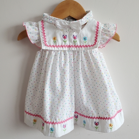 Other - Baby Flower & Polka Dot Dress 6-9M